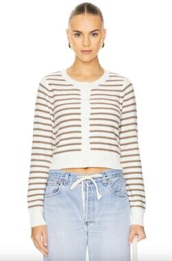 STITCHES & STRIPES | Aubrey Cardigan in Chalk Combo Striped Cotton Cardigan